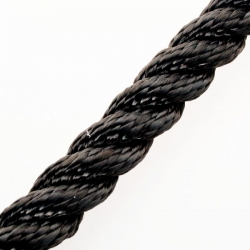 Perlon Seil 3 fach gedreht schwarz - 220m Trosse